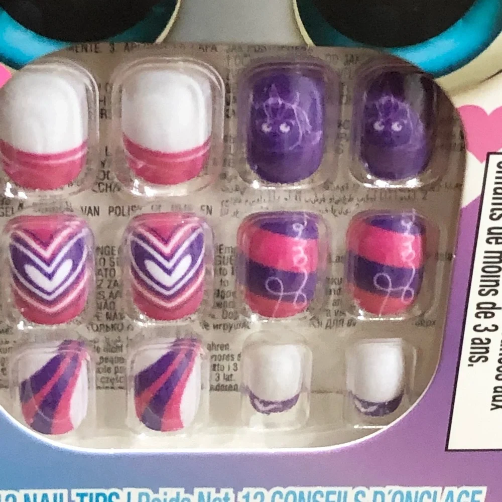 2pack Rainbow dreams little girl press on nail extensions‎ new